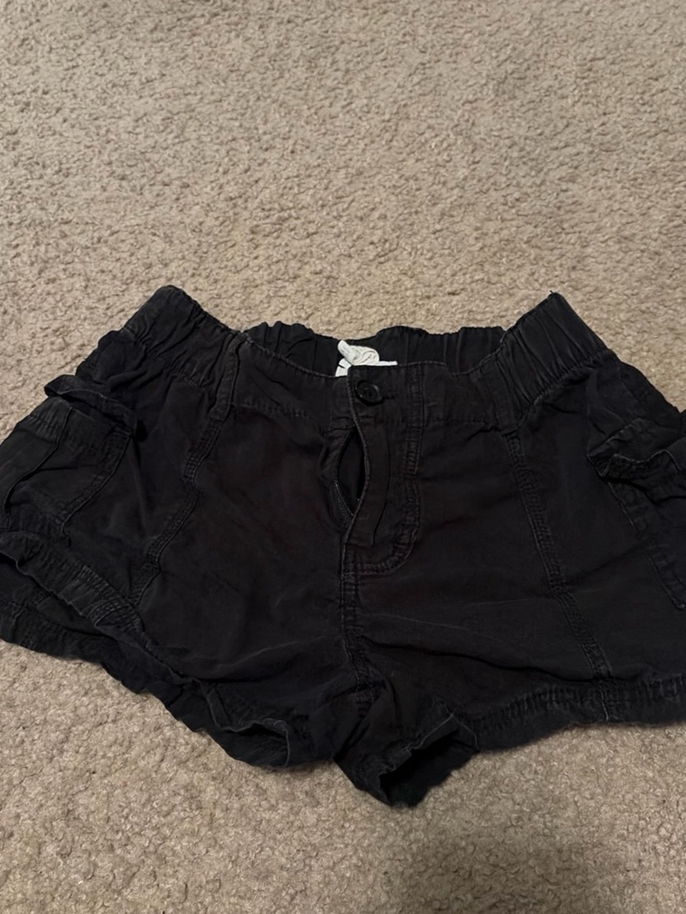 Full Tilt Black Cargo Shorts with Elastic Waist